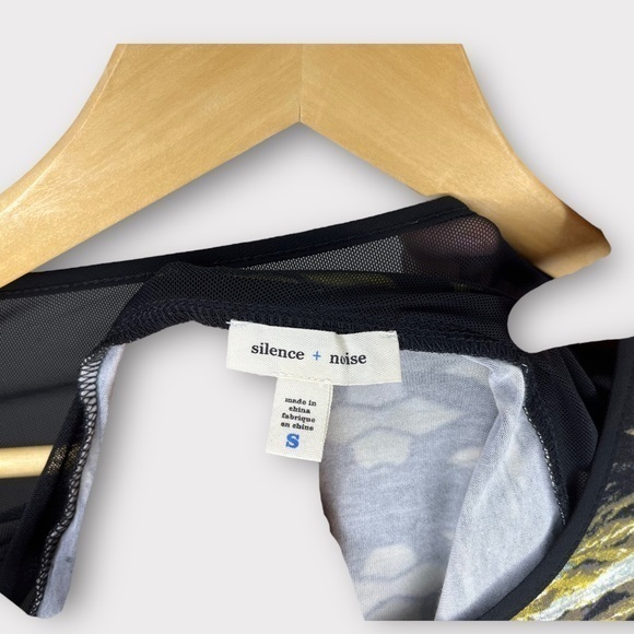 UO Silence & Noise‎ Yellow & Black Long Sleeve Mini Bodycon Dress Mesh Small - Picture 3 of 6